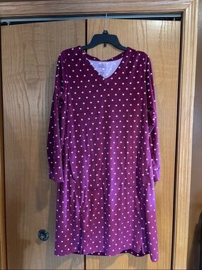 Croft & Barrow, long sleeve nightgown, rose bud cherry color, small